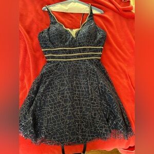 Navy and Gold Embellished Dress